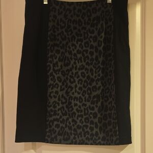 Chico's Pencil Black Leopard Print Skirt